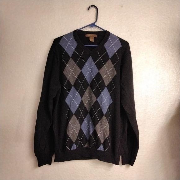 Sebastian Cooper Men's Cotton /Cashmere Argyle Sweater  Size L - Picture 1 of 3